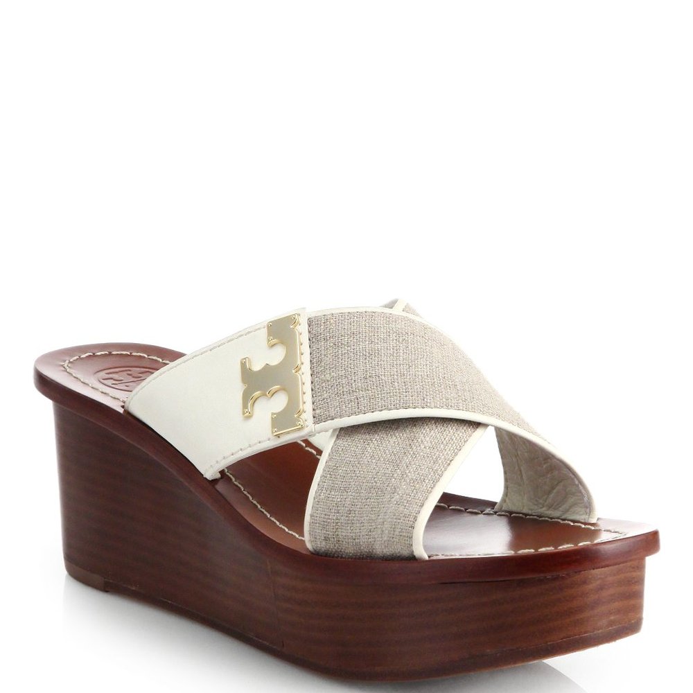Firm Price🌼Tory Burch Leather/Linen Mules - 8